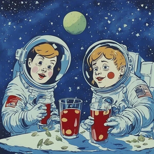 биба и боба в космосе, пьют березовый сок с мякотью_Kandinsky 3.0 (2).jpg